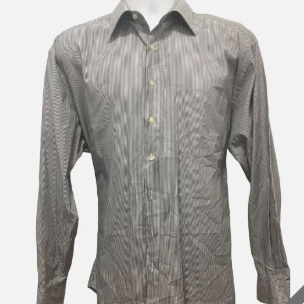 Classic Neiman Marcus White and Gray Pin Stripes XL 17 /35 Immaculate condition